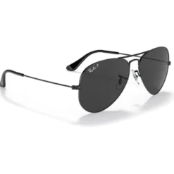 Occhiali da sole Ray Ban RB3025 Aviator Polished Black Total Black Polar