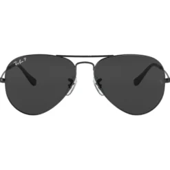 Occhiali da sole Ray Ban RB3025 Aviator Polished Black Total Black Polar
