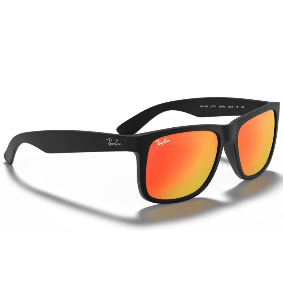 Occhiali da sole Ray Ban RB4165 Justin Color Mix Matte Rubber Black Mirror Red