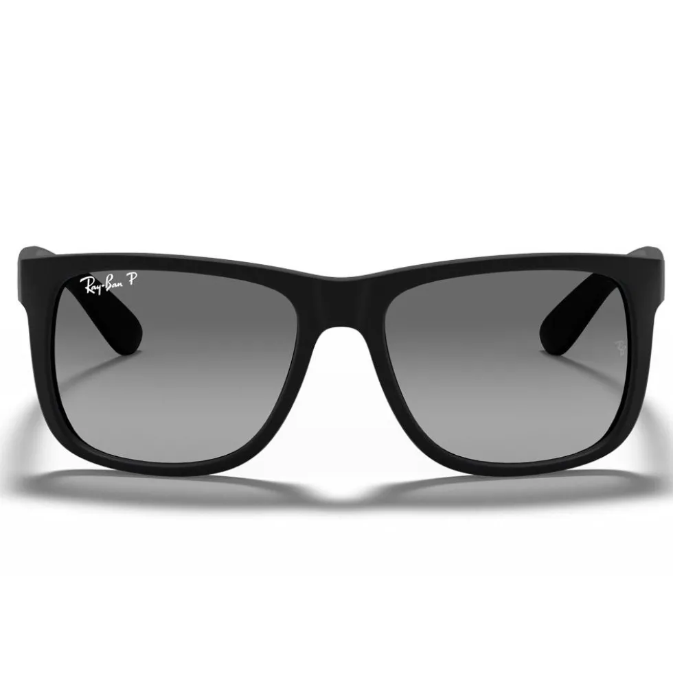 Occhiali da sole Ray Ban RB4165 Justin Classic Matte Rubber Black Light Grey Gradient Polar