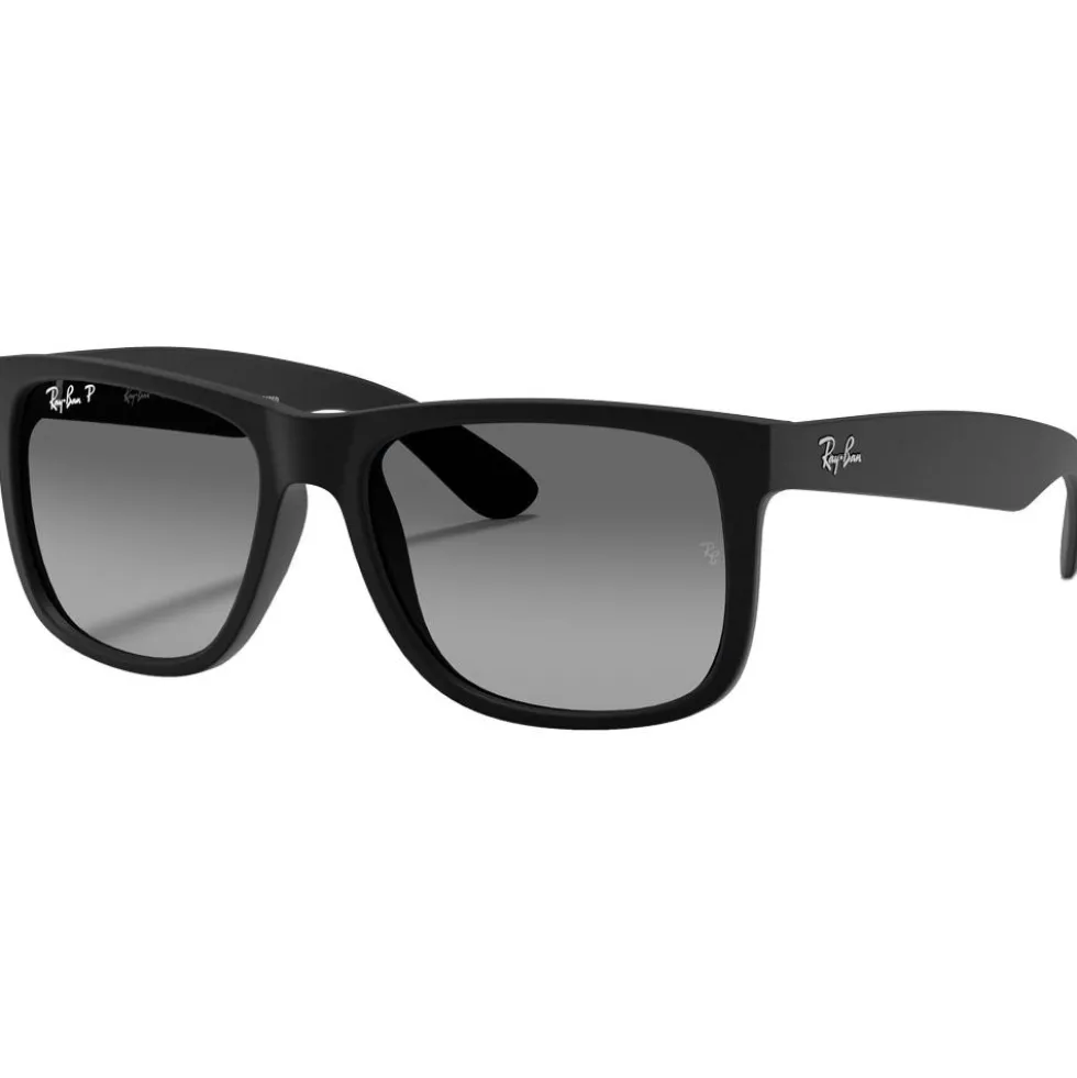Occhiali da sole Ray Ban RB4165 Justin Classic Matte Rubber Black Light Grey Gradient Polar