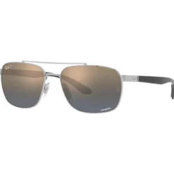 Occhiali da sole Ray Ban RB3701 Polished Silver Chromance Blue Gold Polar