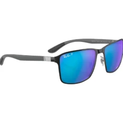 Occhiali da sole Ray Ban RB3721 Polished Black Silver Chromance Polar Blue