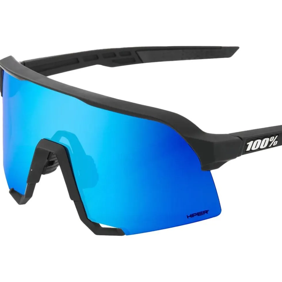 Occhiali da sole 100% S3 Matte Black Hiper Blue Multilayer Mirror Lens