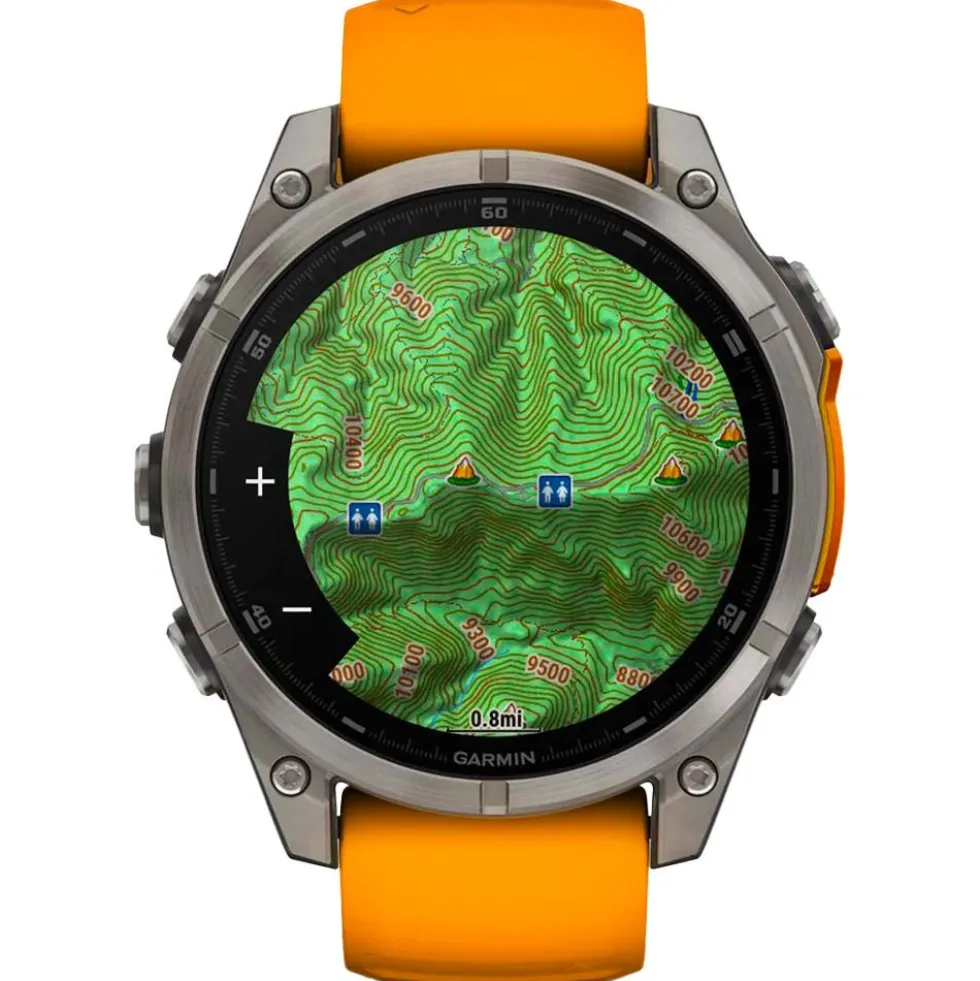 Orologi GPS Garmin Fenix 8 Amoled Sapphire Titanium Orange Graphite