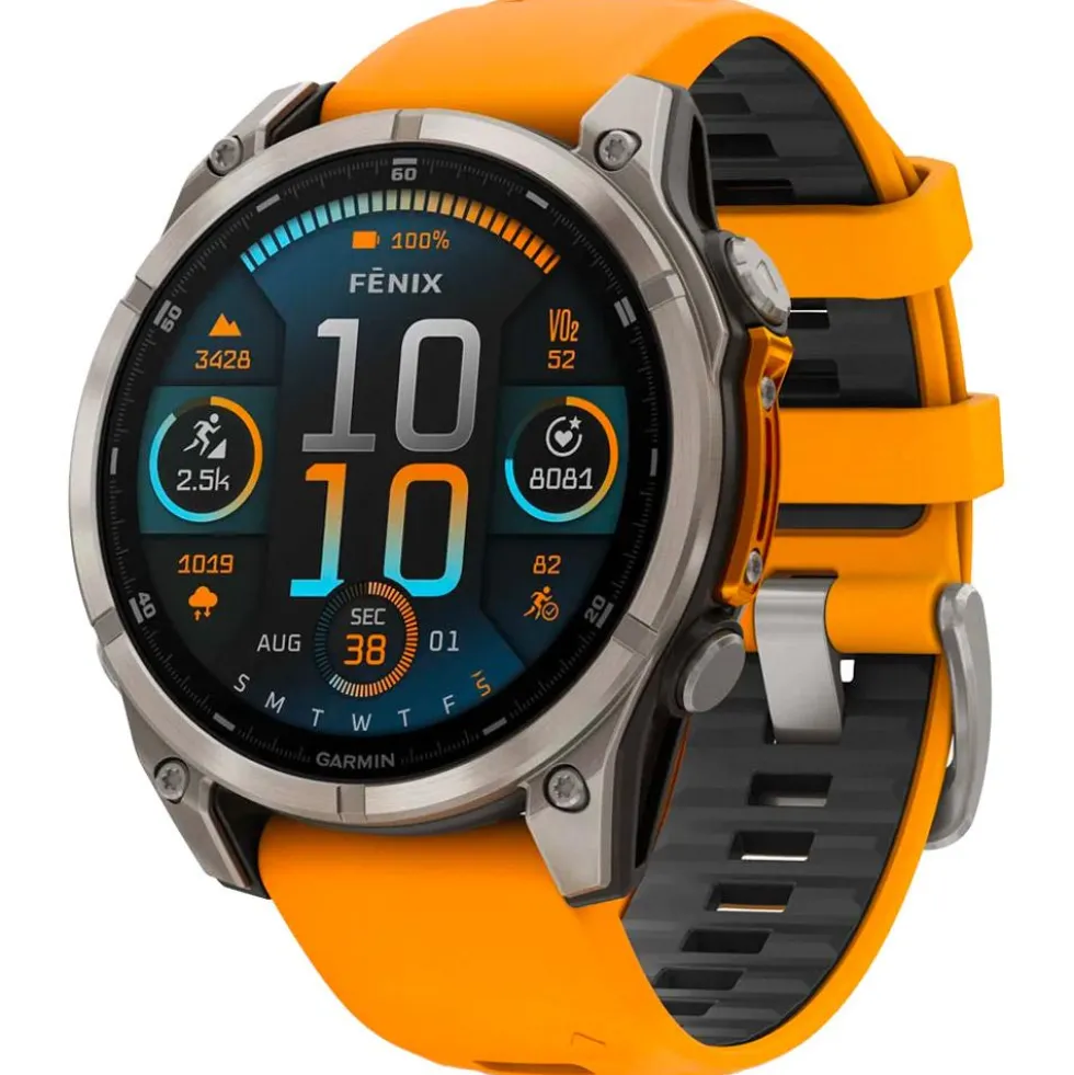 Orologi GPS Garmin Fenix 8 Amoled Sapphire Titanium Orange Graphite
