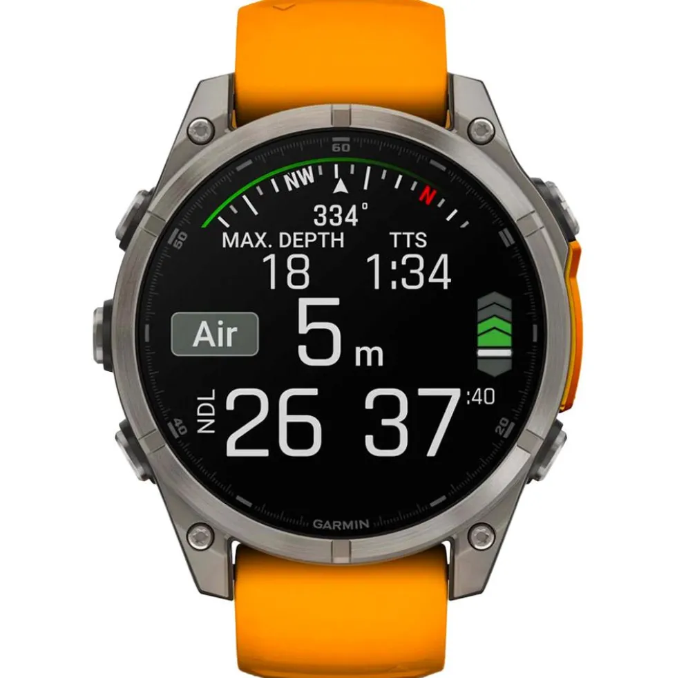 Orologi GPS Garmin Fenix 8 Amoled Sapphire Titanium Orange Graphite