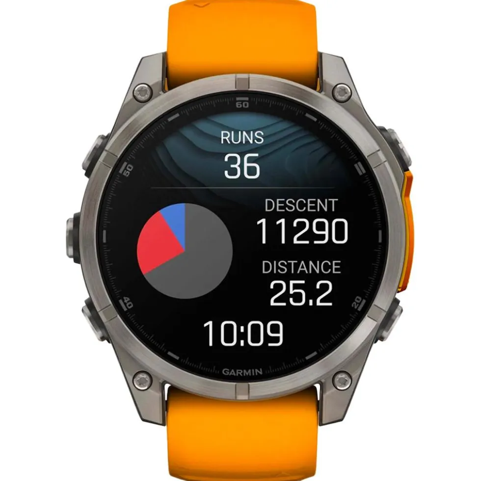 Orologi GPS Garmin Fenix 8 Amoled Sapphire Titanium Orange Graphite
