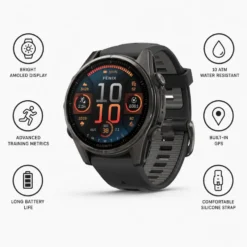 Orologi GPS Garmin Fenix 8 Amoled Sapphire Titane Carbon Gray DLC Noir Gris Galet