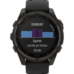Orologi GPS Garmin Fenix 8 Solar Sapphire Titane Carbon Gray DLC Bracelet Silicone Noir Gris Galet