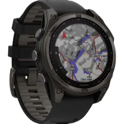 Orologi GPS Garmin Fenix 8 Solar Sapphire Titane Carbon Gray DLC Bracelet Silicone Noir Gris Galet