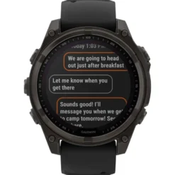 Orologi GPS Garmin Fenix 8 Solar Sapphire Titane Carbon Gray DLC Bracelet Silicone Noir Gris Galet