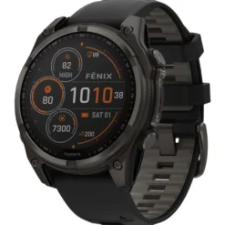 Orologi GPS Garmin Fenix 8 Solar Sapphire Titane Carbon Gray DLC Bracelet Silicone Noir Gris Galet