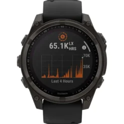 Orologi GPS Garmin Fenix 8 Solar Sapphire Titane Carbon Gray DLC Bracelet Silicone Noir Gris Galet