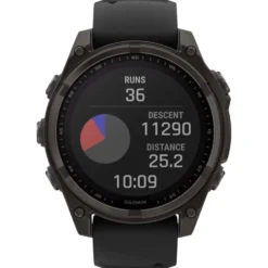 Orologi GPS Garmin Fenix 8 Solar Sapphire Titane Carbon Gray DLC Bracelet Silicone Noir Gris Galet