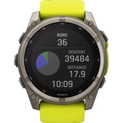 Orologi GPS Garmin Fenix 8 Solar Sapphire Titanium Bracelet Silicone Jaune Graphite