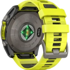 Orologi GPS Garmin Fenix 8 Solar Sapphire Titanium Bracelet Silicone Jaune Graphite