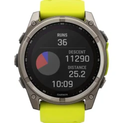 Orologi GPS Garmin Fenix 8 Solar Sapphire Titanium Bracelet Silicone Jaune Graphite