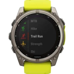 Orologi GPS Garmin Fenix 8 Solar Sapphire Titanium Bracelet Silicone Jaune Graphite