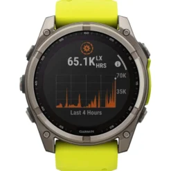 Orologi GPS Garmin Fenix 8 Solar Sapphire Titanium Bracelet Silicone Jaune Graphite