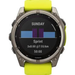 Orologi GPS Garmin Fenix 8 Solar Sapphire Titanium Bracelet Silicone Jaune Graphite