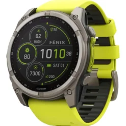 Orologi GPS Garmin Fenix 8 Solar Sapphire Titanium Bracelet Silicone Jaune Graphite