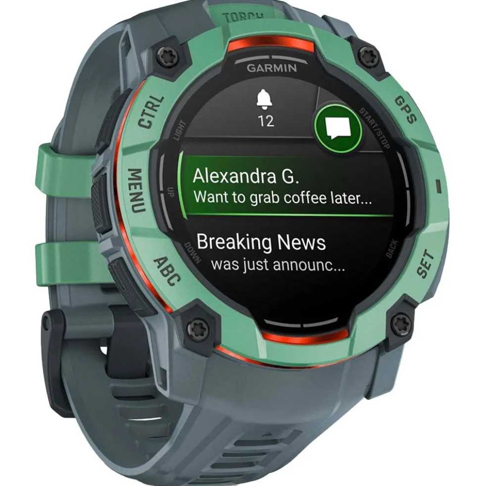 Orologi GPS Garmin Instinct 3 Amoled Vert d'eau Avec Bracelet Bleu Crépuscule