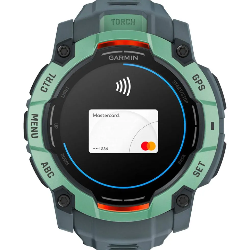 Orologi GPS Garmin Instinct 3 Amoled Vert d'eau Avec Bracelet Bleu Crépuscule