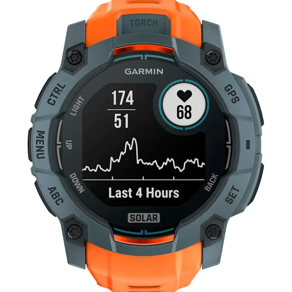Orologi GPS Garmin Instinct 3 Solar Bleu Crépuscule Avec Bracelet Orange