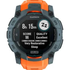 Orologi GPS Garmin Instinct 3 Solar Bleu Crépuscule Avec Bracelet Orange