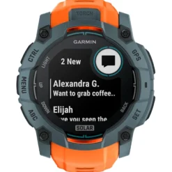 Orologi GPS Garmin Instinct 3 Solar Bleu Crépuscule Avec Bracelet Orange
