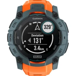 Orologi GPS Garmin Instinct 3 Solar Bleu Crépuscule Avec Bracelet Orange