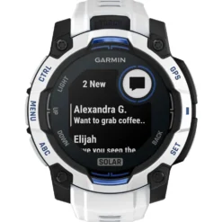 Orologi GPS Garmin Instinct 3 Solar Blanche Avec Bracelet Blanc Bleu