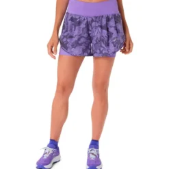 Pantaloncini da trail Asics Road All Over Print 2in1 3.5In W Amethyst