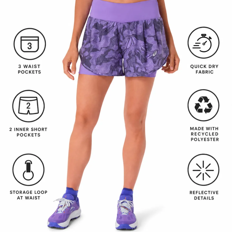 Pantaloncini da trail Asics Road All Over Print 2in1 3.5In W Amethyst