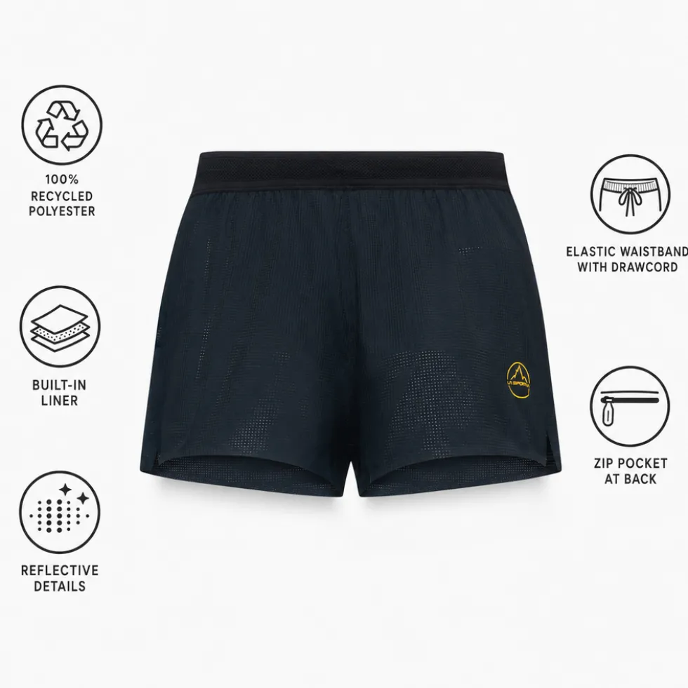 Pantaloncini da trail La Sportiva Pure 3 Short Black Yellow