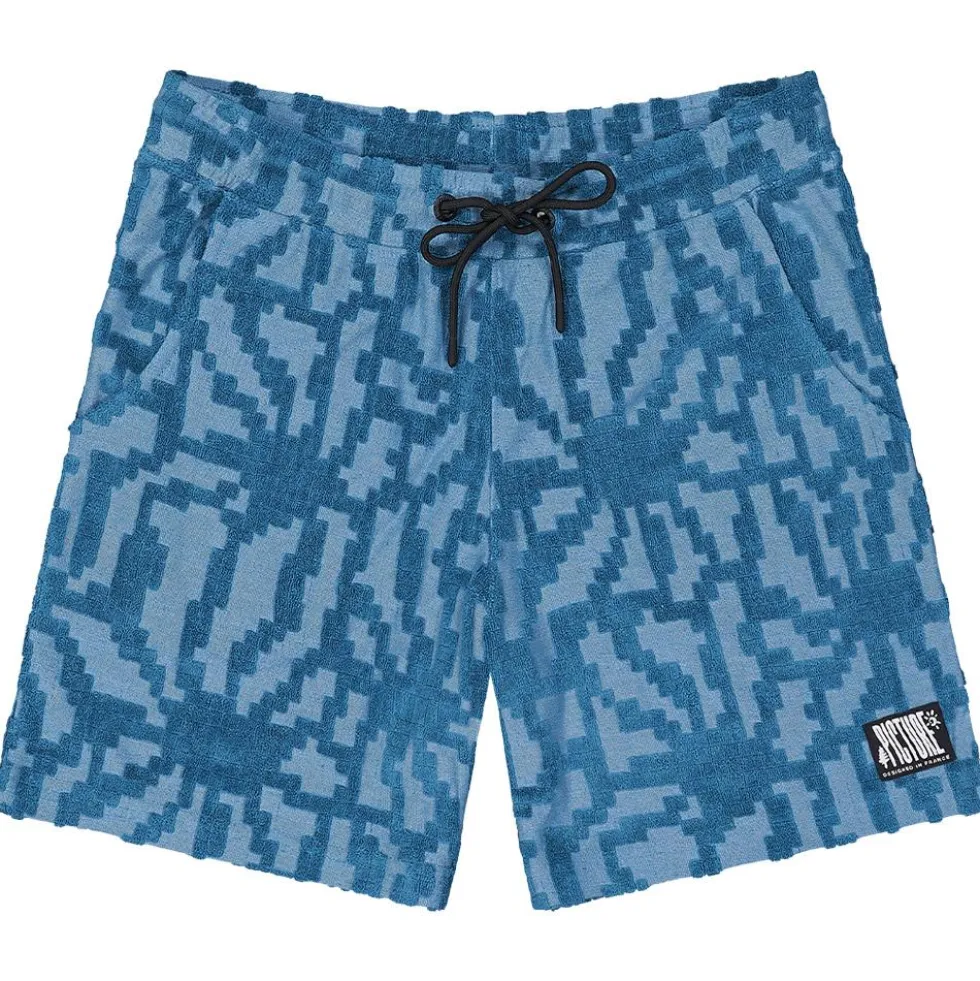 Pantaloncini Picture Spongy Blue Flower Embossed