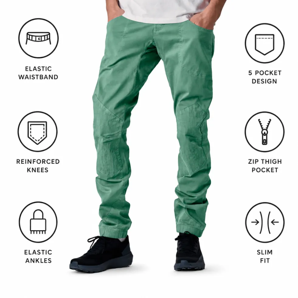 Pantaloni da arrampicata Looking For Wild Fitz Roy Granit Green
