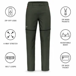 Pantaloni da trekking Salewa Puez Talveno Durastretch 2 en 1 Pant Dark Olive