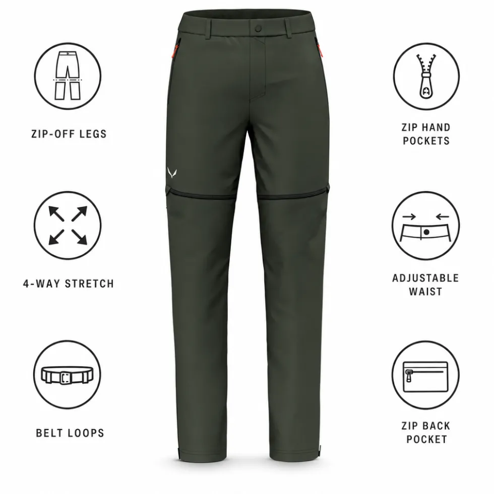 Pantaloni da trekking Salewa Puez Talveno Durastretch 2 en 1 Pant Dark Olive