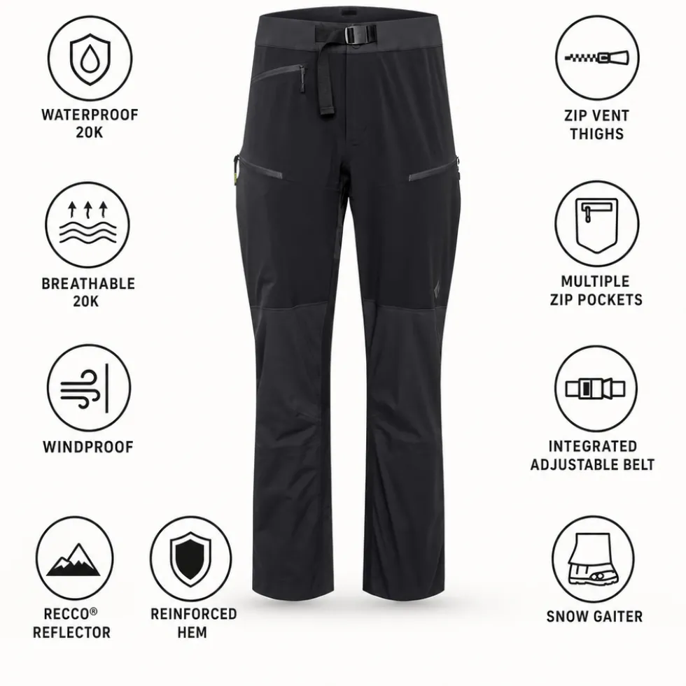 Pantaloni tecnici Black Diamond M Dawn Patrol Hybrid Pants Black