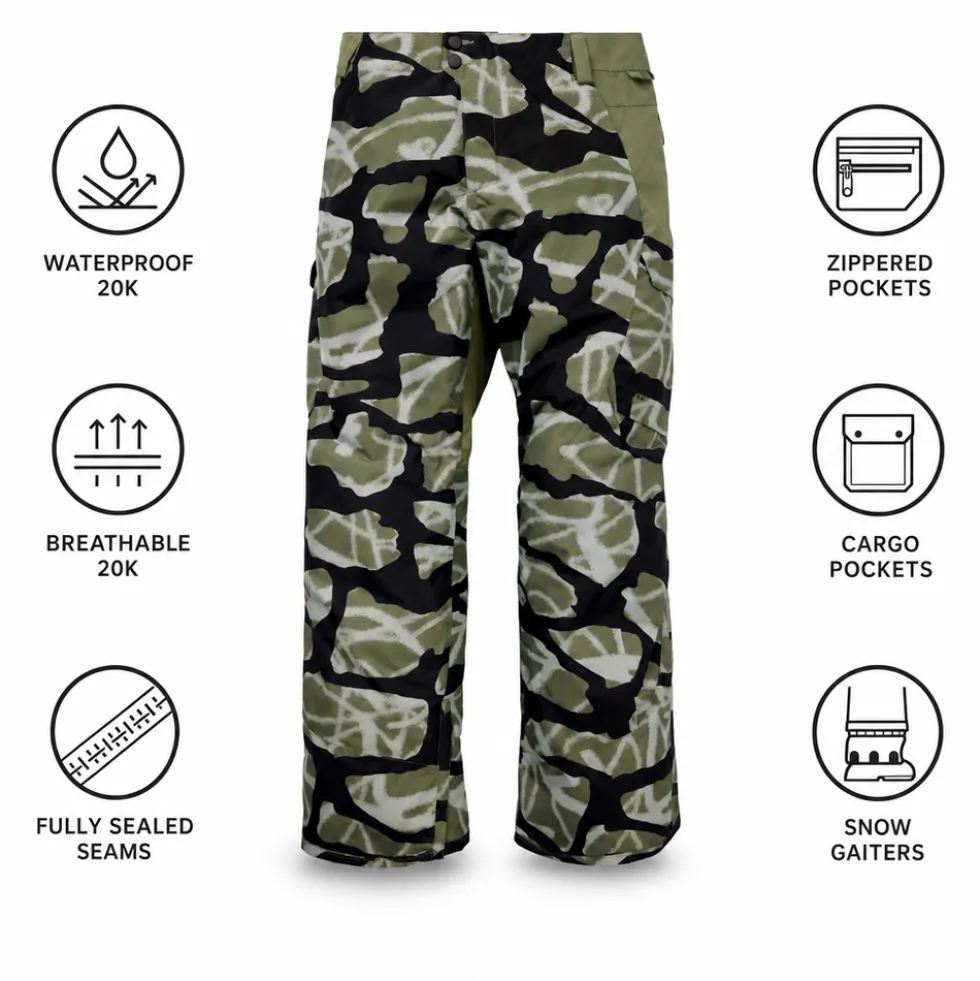 Pantaloni tecnici Burton Reserve 2L Pants Graffiti Camo Forest Moss