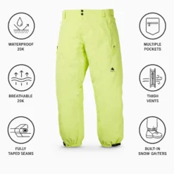 Pantaloni tecnici Burton Reserve 2L Relaxed Pants Glow Yellow Green