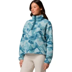 Pile Columbia Helvetia II Printed Cropped Half Snap W Marine Light Sunscape
