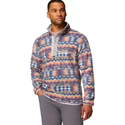 Pile Columbia Helvetia II Printed Half Snap Fleece Sea Salt Retro