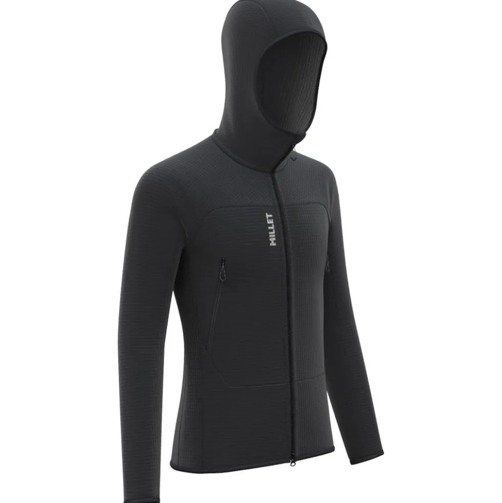 Pile Millet Fusion Grid Hoodie Black Noir