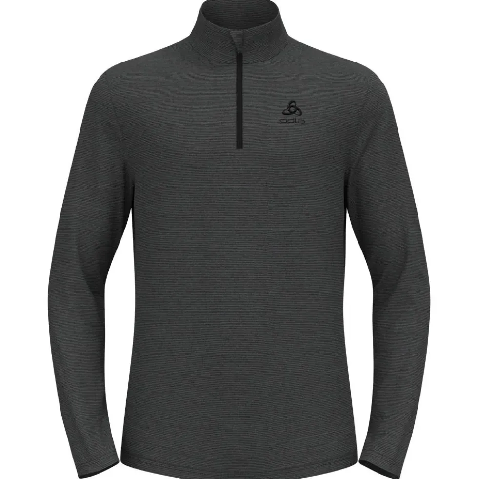 Pile Odlo Roy Mid Layer 1/2 Zip Shale Grey Black Stripes