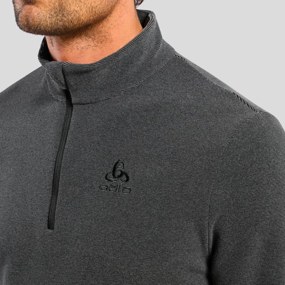 Pile Odlo Roy Mid Layer 1/2 Zip Shale Grey Black Stripes