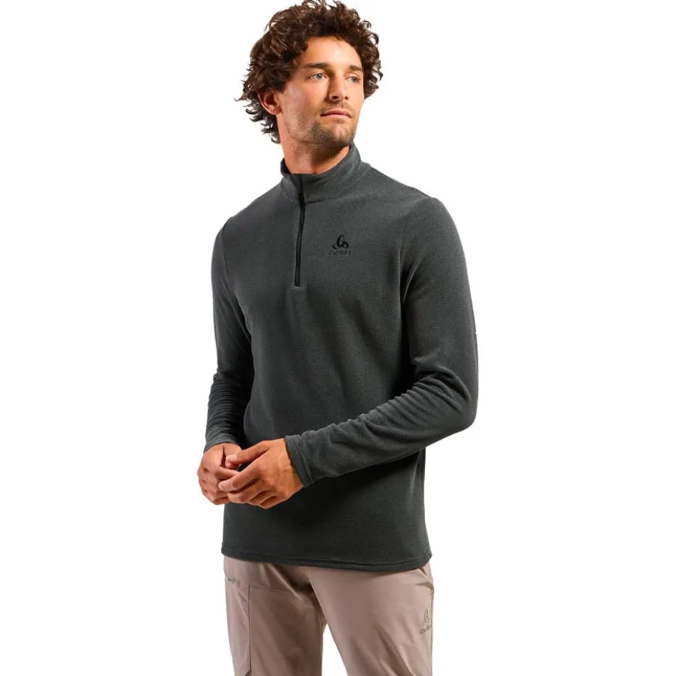 Pile Odlo Roy Mid Layer 1/2 Zip Shale Grey Black Stripes