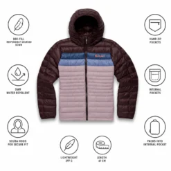 Piumino Cotopaxi Fuego Down Hooded Jacket W Coffee and Quartz